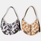 Fame Cow Print Hobo Shoulder Bag with Studded Details - Farnelli