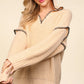 Haptics Contrast Stitching Long Sleeve Hooded Sweater - Farnelli
