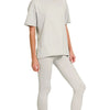 Zenana Brushed Dty Microfiber Short Sleeve Top and Pants Loungewear Set - LT CEMENT