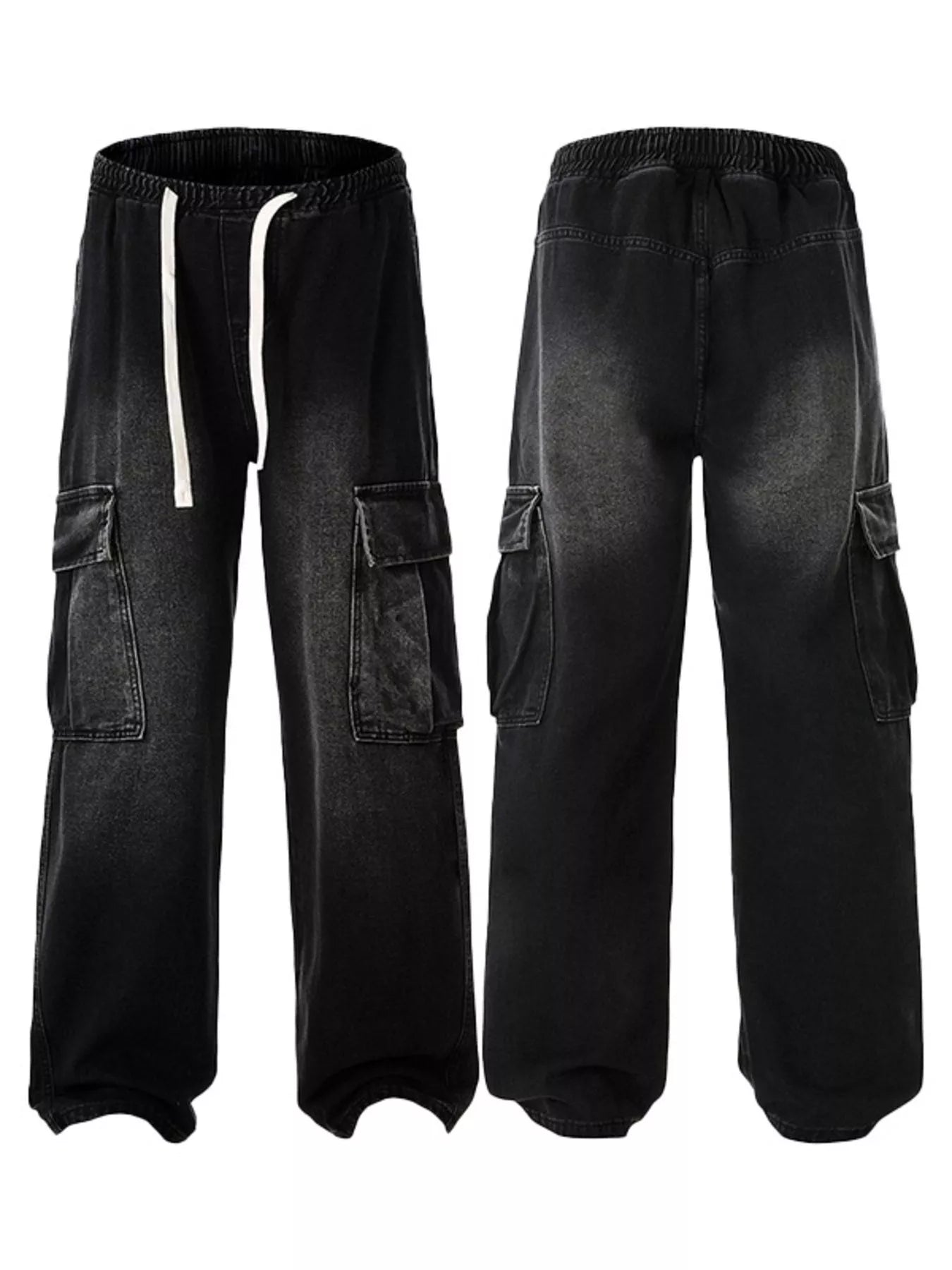 Men's Plus Size Wide-Leg Cargo Jeans - Farnelli