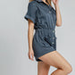 Umgee Button Down Charmeuse Romper - Farnelli