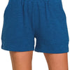 Zenana Cotton Slub Shorts - LT NAVY