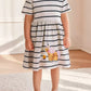 Children's Striped Unicorn Short Sleeve Casual Dress - Farnelli