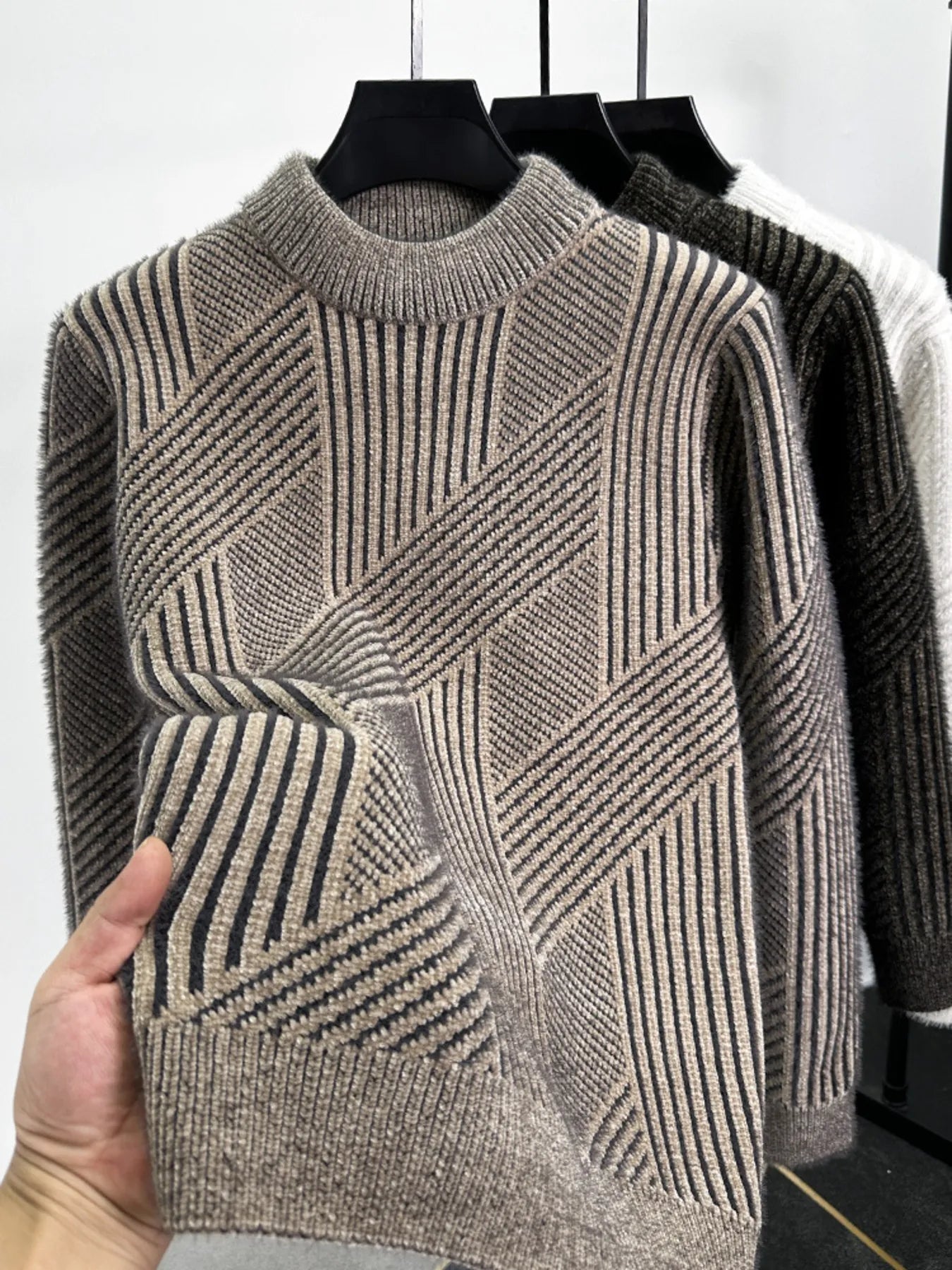 Men's Ribbed Knit Long Sleeve Sweater - Farnelli