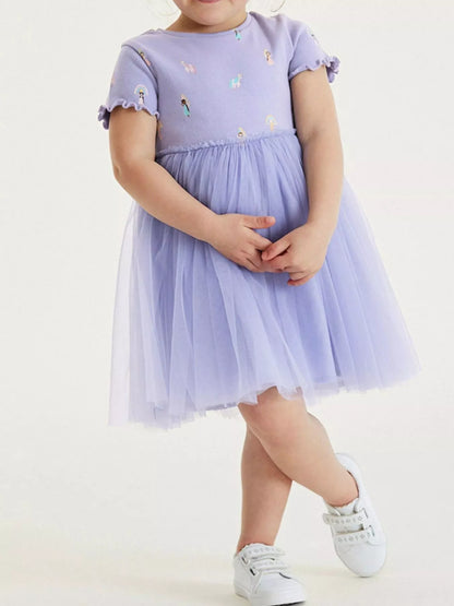 Children's Short Sleeve Tulle Dress - Farnelli