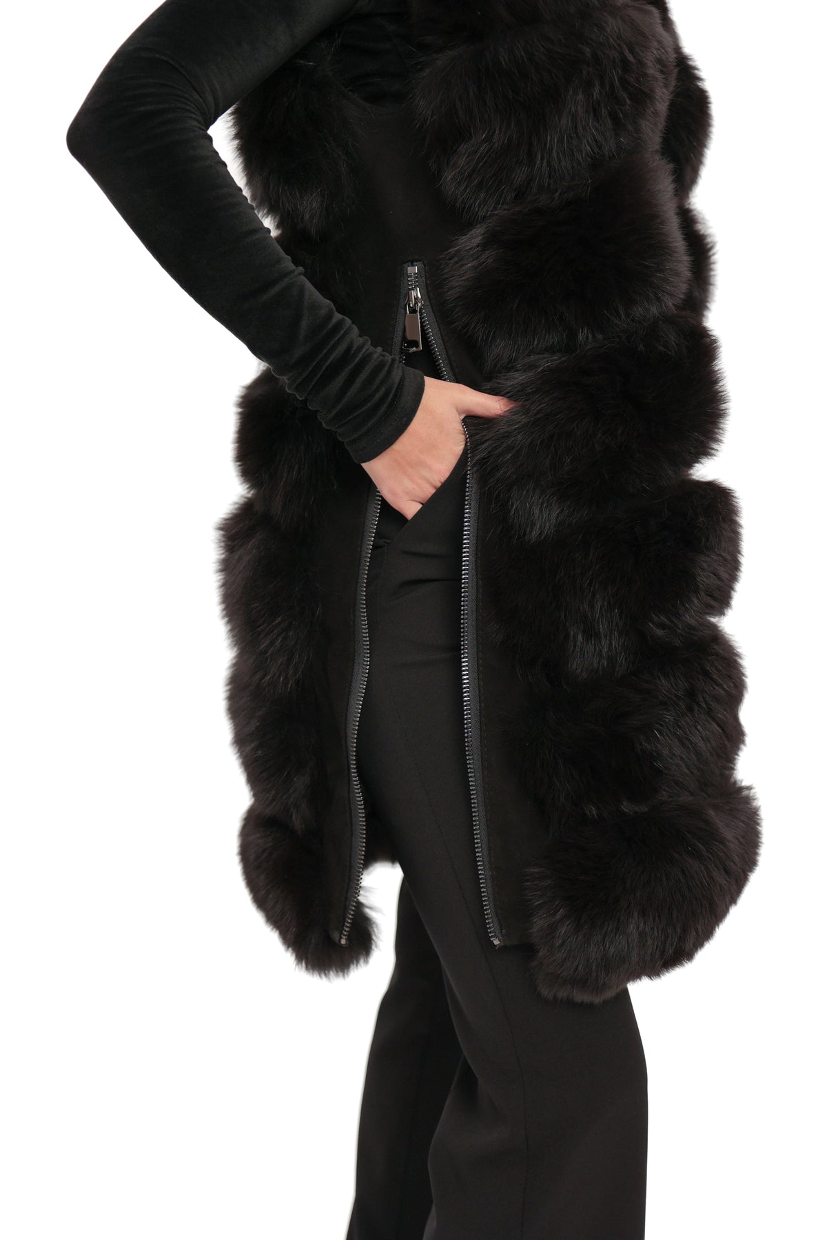 Genuine Polar Fox fur vest by Alaska® Outerwear Company, 90 cm length