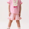 Children's Cute Bunny Applique Ruffle Trim Set - Blush Pink