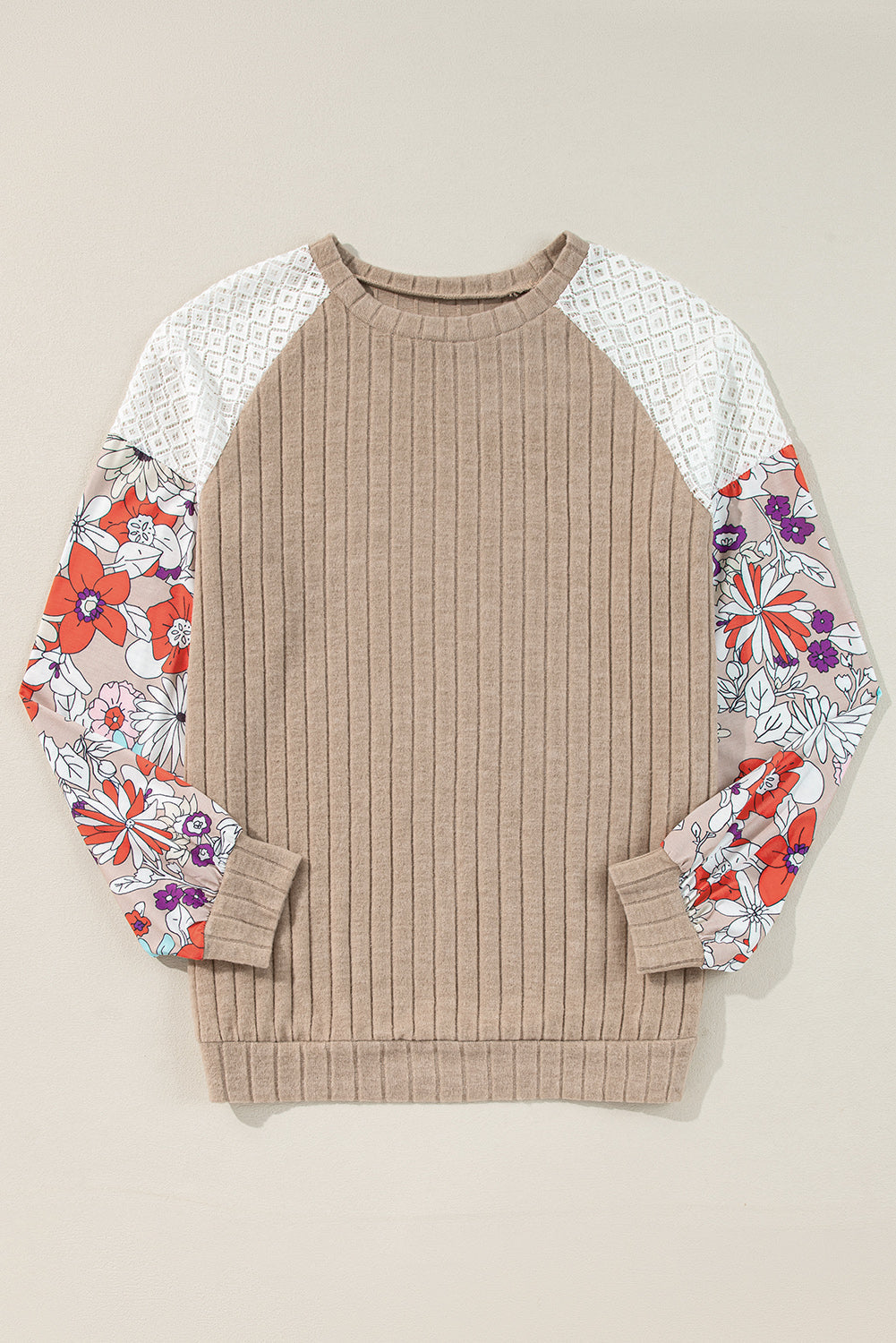 Bailey Patchwork Long Sleeve Ribbed Blouse - Farnelli
