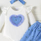 Children's Ruffled Bodysuit and Floral Pants Outfit Set with Headband - Farnelli