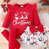 Children's My First Christmas Ruffle Sleeve Set - Gray/white