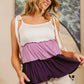 BiBi Color Block Tied Ribbon Shoulder Top - Farnelli