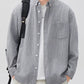 Men's Plus Size Striped Button Up Long Sleeve Shirt - Farnelli