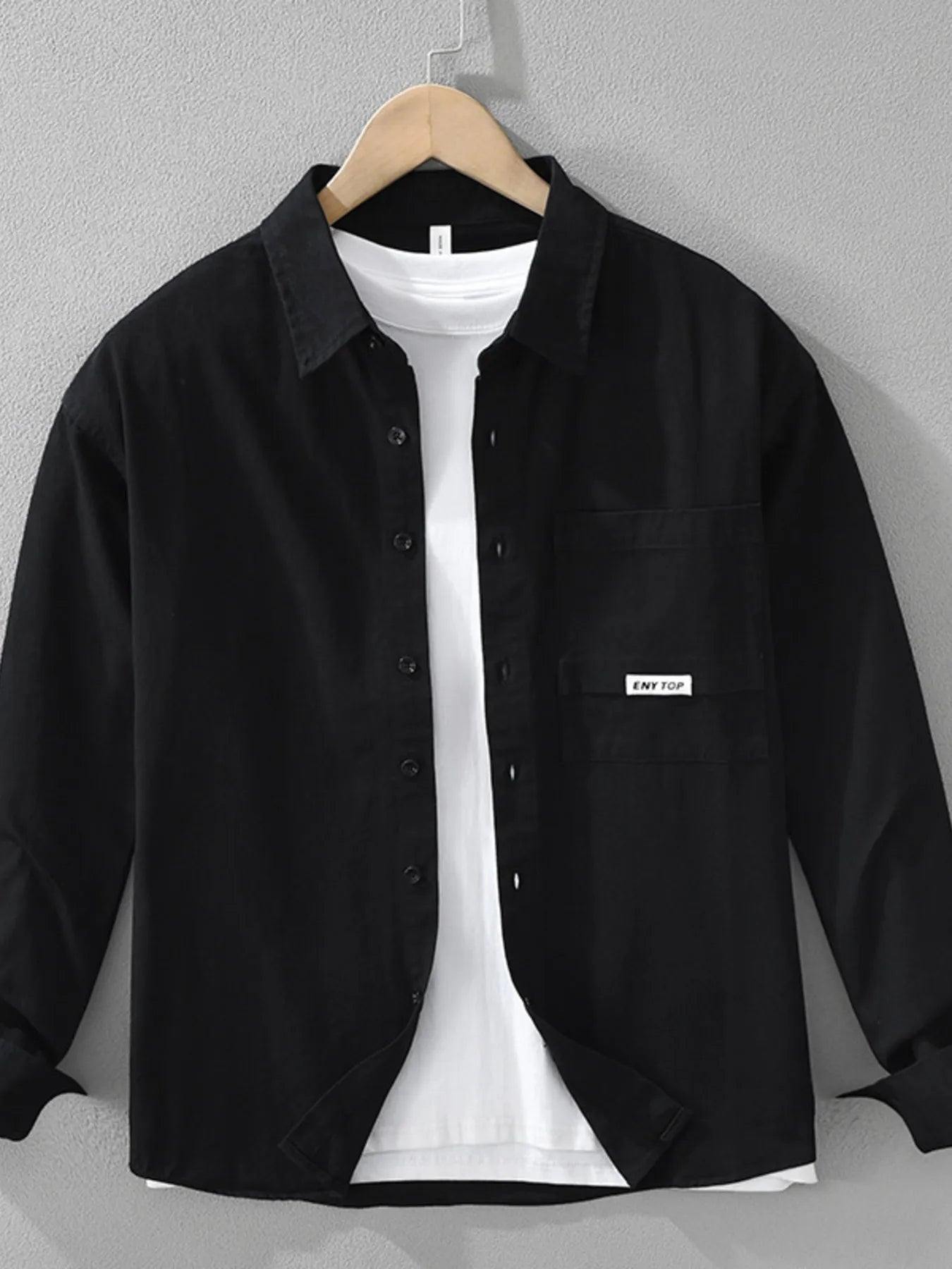 Men's Plus Size Casual Solid Color Long Sleeve Shirt - Farnelli