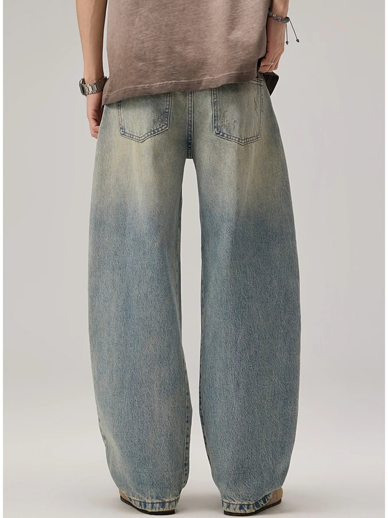 Men's Vintage Wash Wide Leg Jeans - Farnelli