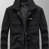 Men's Plus Size Casual Corduroy Button-Down Jacket - Black
