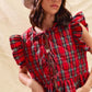 SO ME Christmas Holiday Plaid Ruffled Quilt Vest Top - Farnelli