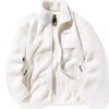Men's Plus Size Warm Fleece Zip-Up Jacket - Creamy-white