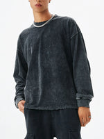 Men's Washed Round Neck Dropped Shoulder Sweatshirt - Farnelli