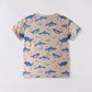 Children's Shark Print Crew Neck Short Sleeve T-Shirt - Farnelli