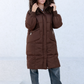 Lauren Genuine Fur Trim Down Fill Coat in Chocolate