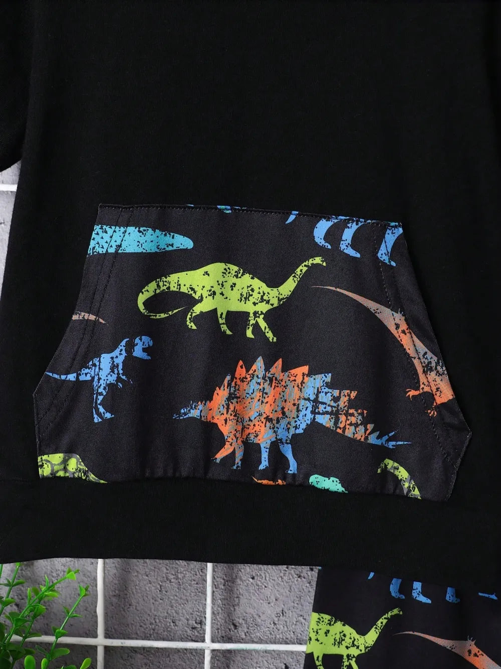 Children's Dinosaur Short Sleeve Hooded Top and Pants Set - Farnelli