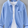 Men's Plus Size Button Up Long Sleeve Shirt - Blue