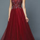 Juliet 684 Cap Sleeved Long Formal Dress with Appliques