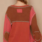 POL V-Neck Knit Panel Exposed Seam Top - Farnelli