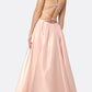 Juliet 687 Long Shiny Satin A-line Prom Gown with Pockets