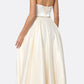 Juliet 688 Floor Length Shiny Satin A-Line Gown Beaded Belt with Pockets
