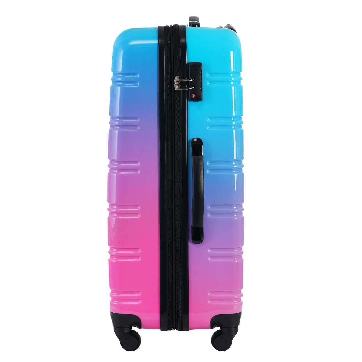 HouseOfZazla gradient color hardshell luggage set with spinner wheels and TSA lock in light blue or purple