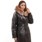 Genuine Fox Fur Trim Mid Length Coat