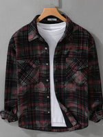 Men's Plus Size Plaid Button Up Long Sleeve Shirt - Farnelli