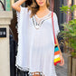 Tassel Cutout Half Sleeve Cover-Up - Farnelli