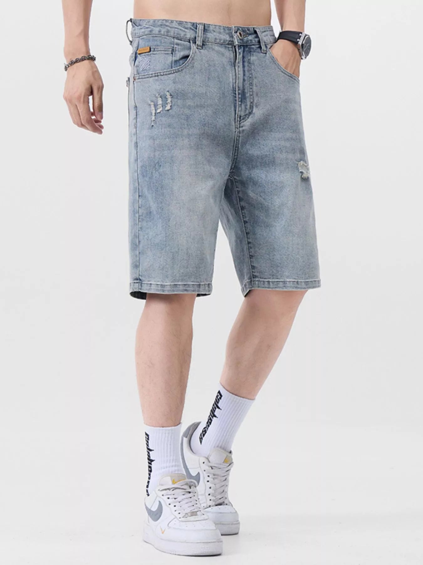 Men's Distressed Denim Shorts - Farnelli