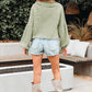 Natalia Bow Tie Front Ruffle Trim Long Sleeve Gauze Blouse - Farnelli