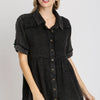 Umgee Full Size Cotton Gauze Button Front Shirt Plus Size - Black