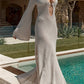Slit Plunge Flare Sleeve Cover-Up Dress - Farnelli