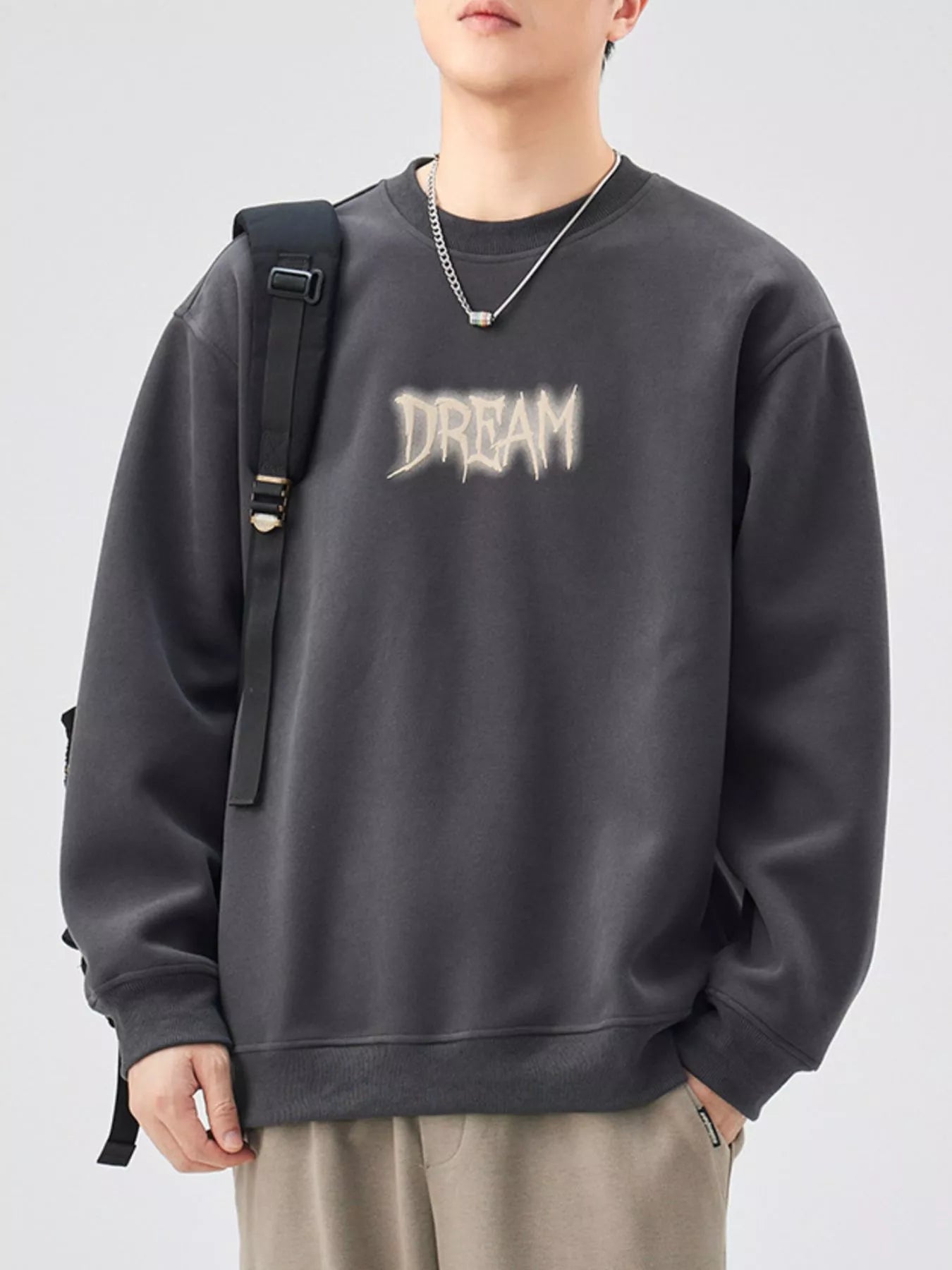 Men's Plus Size Crew Neck Dropped Shoulder Sweatshirt - Farnelli