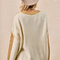 BiBi Cable Knit With Hacci Combo Sweater With Uneven Hem Detail - Farnelli