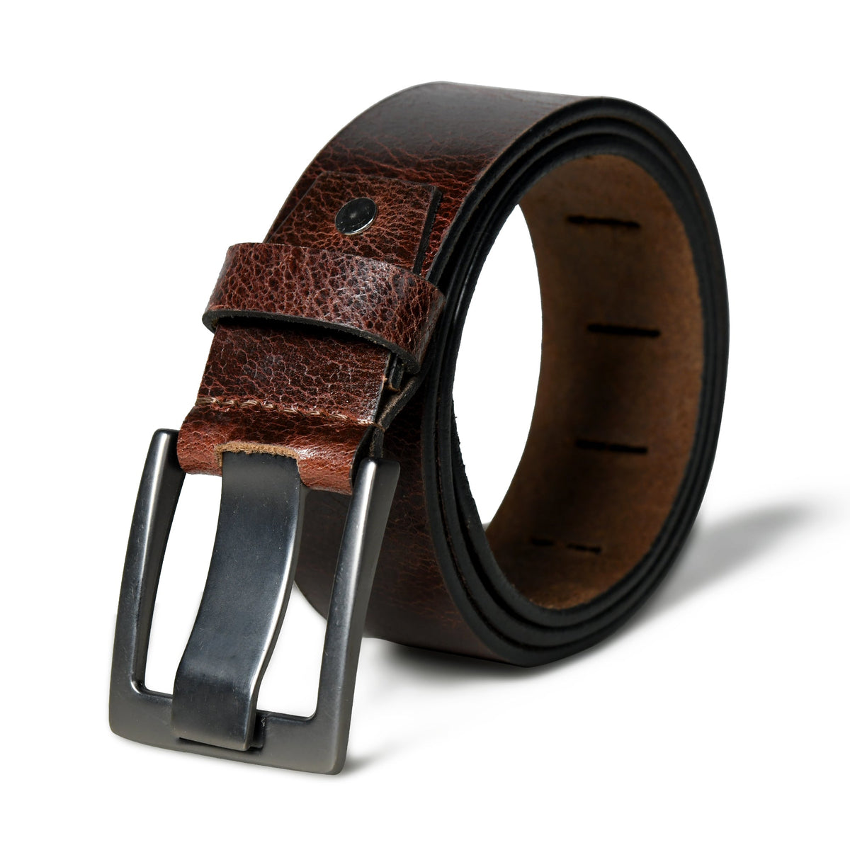 Dark brown leather belt from Classy Leather Bags, featuring a sleek design and sturdy buckle for men or women.