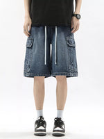 Men's Full Size Wash Drawstring Cargo Shorts Plus Size - Farnelli