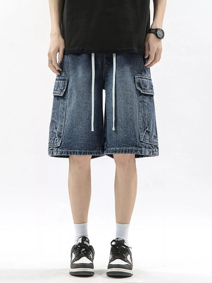 Men's Full Size Wash Drawstring Cargo Shorts Plus Size - Farnelli
