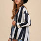 Annie Wear Striped Dropped Shoulder Button Up Shirt - Farnelli