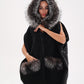Alaska Outerwear Company black Saga Furs silver fox wool cashmere poncho vest coat