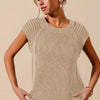 SO ME Mineral Washed Raglan Sleeveless Sweater Top - VINTAGE TAUPE