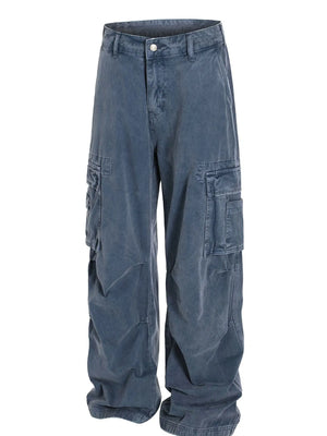 Men's Wide-Leg Cargo Jeans with Side Pockets - Farnelli