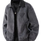 Men's Plus Size Leather Trimmed Zip Up Jacket - Farnelli