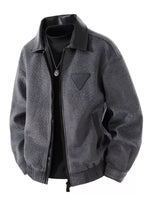 Men's Plus Size Leather Trimmed Zip Up Jacket - Farnelli