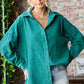 First Love Washed Corduroy Button Down Long Sleeve Shirt - Farnelli